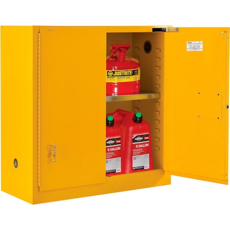 Global Industrial Flammable Cabinet, Self Close Double Door, 30 Gallon, 43Wx18Dx44H 316094
